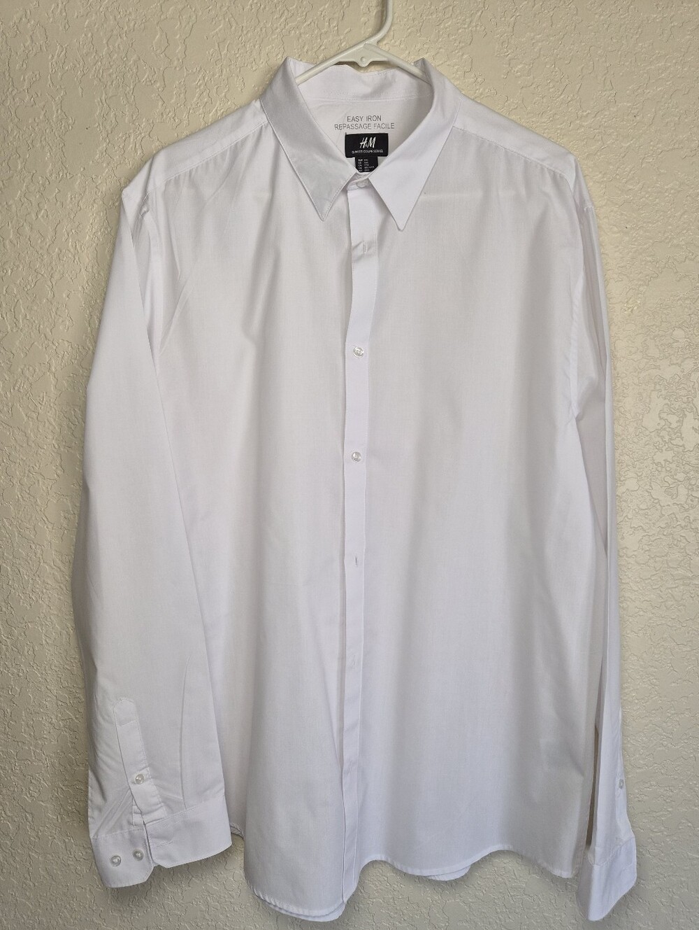 H&M Men's White Button-Up Dress Shirt - Long Sleeve